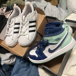 Kids Sz. 9 1s Never Worn And Adidas Worn Maybe 3 Times