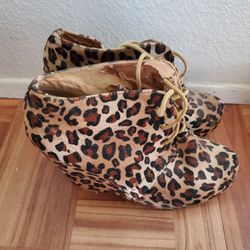 Leopard Print Wedge Heel Shoes