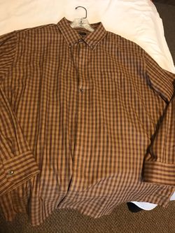 Men’s van heusen brown check plaid shirt 18-18 1/2 XXL