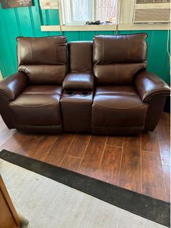 Double leather recliner