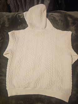 Girls Off-White Hooded Cable Knit Sweater (SHEIN Size 11-12Y)
