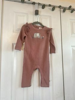 Viverano Organics Elephant Embroidered Knit Jumpsuit, NEW
