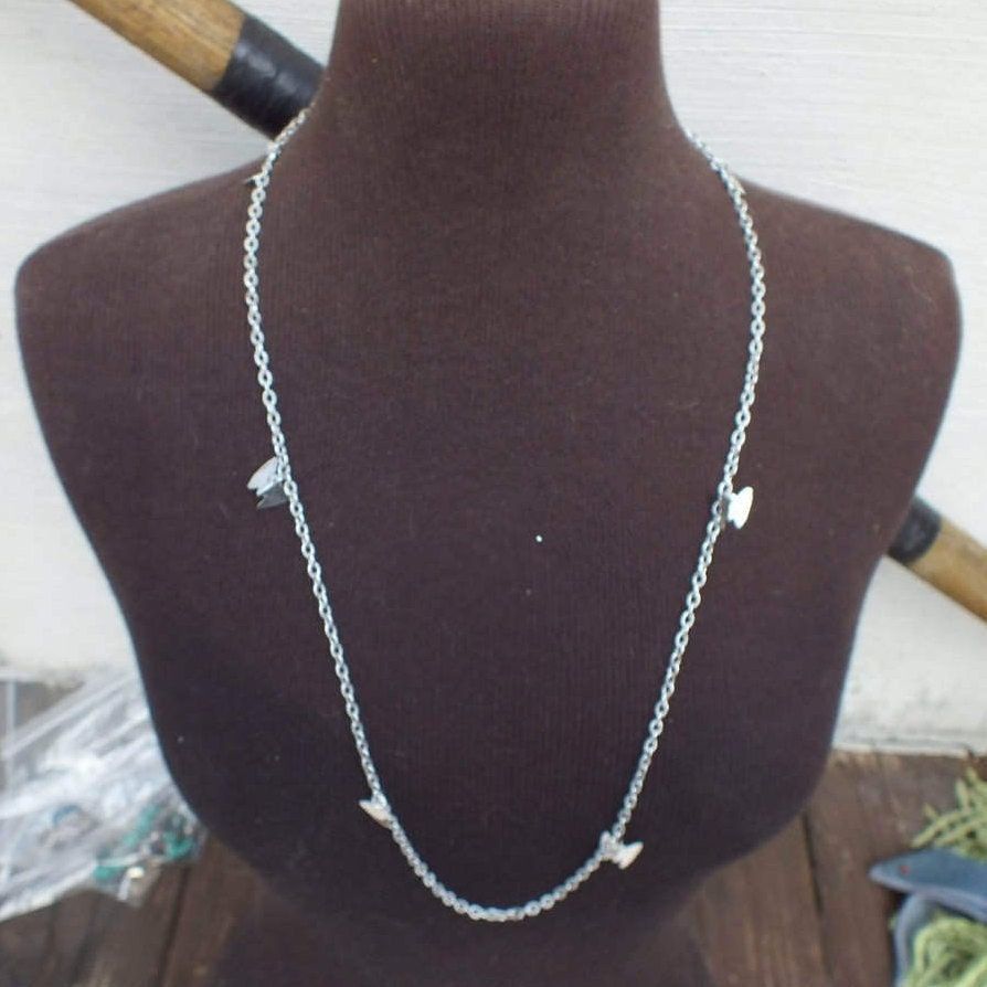 Butterfly Charm Necklace, 32" Alloy Silver-Tone Necklace, Retro Fashion Jewelry