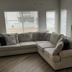 Gray L-Shaped Couch w/ Pillows