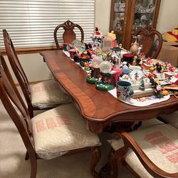 Traditional Double Pedestal Dining Table Set – 6 Chairs + 2 Leaves