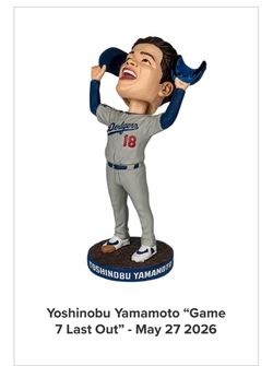 Yoshinobu Yamamoto Game 7 Last Out Dodgers Bobblehead SGA 5/27/26
