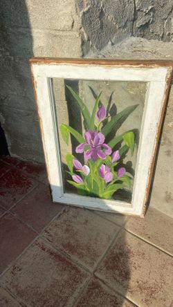 Hand Painted Shabby Chic Floral Design On Window