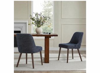 CHITA Mid-Century Modern Dining Chair, Set of 2, Dark Blue in Fabric Upholstered Fabric Accent Chair (limited time)