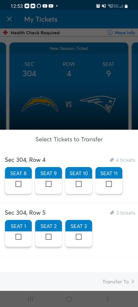 Patriots @ Chargers Tickets Oct 31 @ 1pm