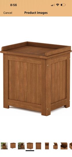Wood Outdoor Storage Box, Wooden Patio Deck Boxes, Garden Backyard Tool Organisation, 22x 23.7x 17,7, for Balcony, Porch