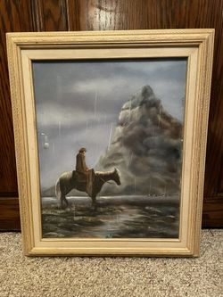 Painting MAn On Horse 21x25x31