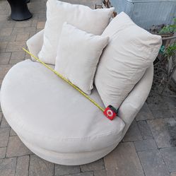 Round suede chair, tan