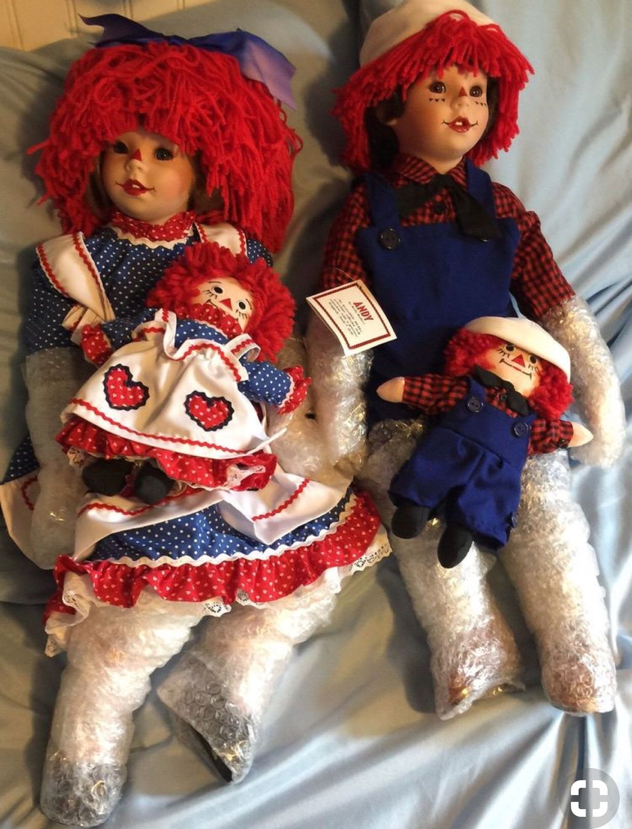 Vintage Raggedy Ann and Andy Porcelain Dolls by Kelly RuBert