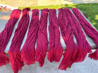 Crimson Crinkle Scarves – Set of 10