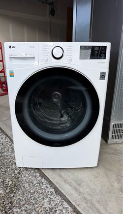 LG 4.5 Cu.Ft Ultra large capacity front-load smart washing machine. W-27” H-39” D-30.25”
