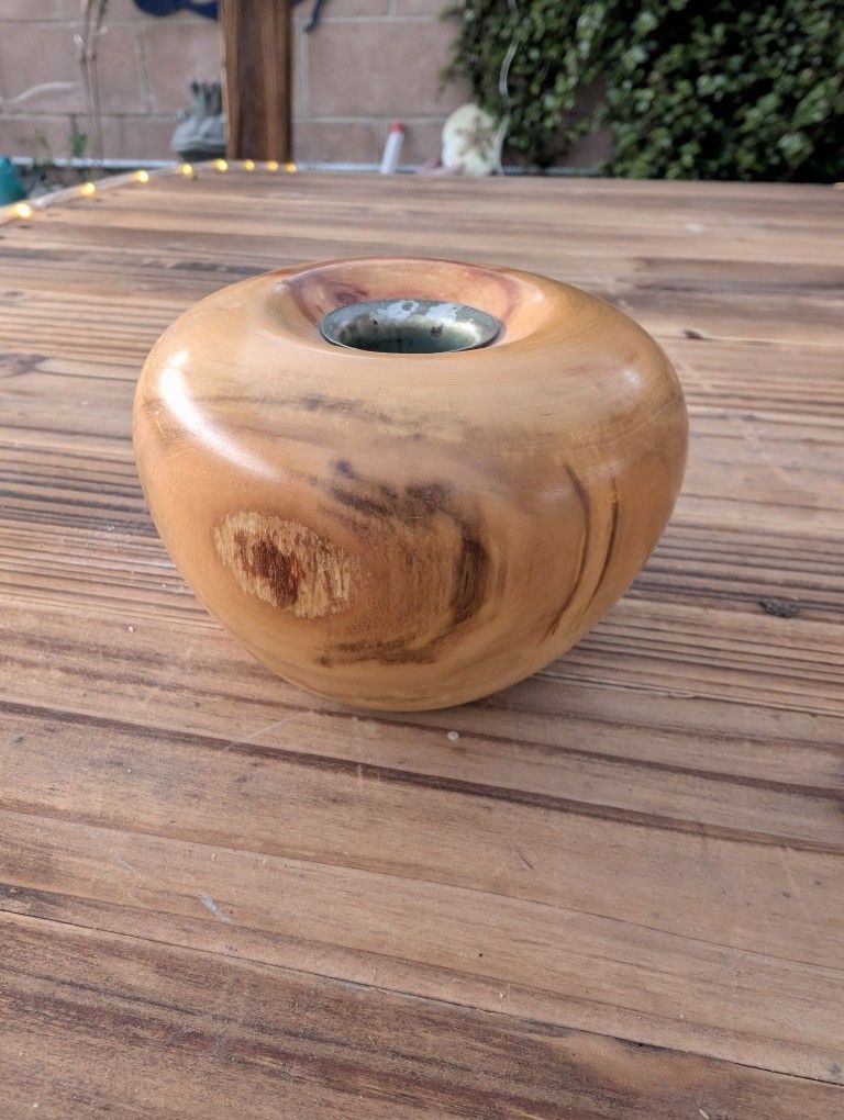 Spinning Aspen Studios Crested Butte CO Handcrafted Turned Wood Candle holder