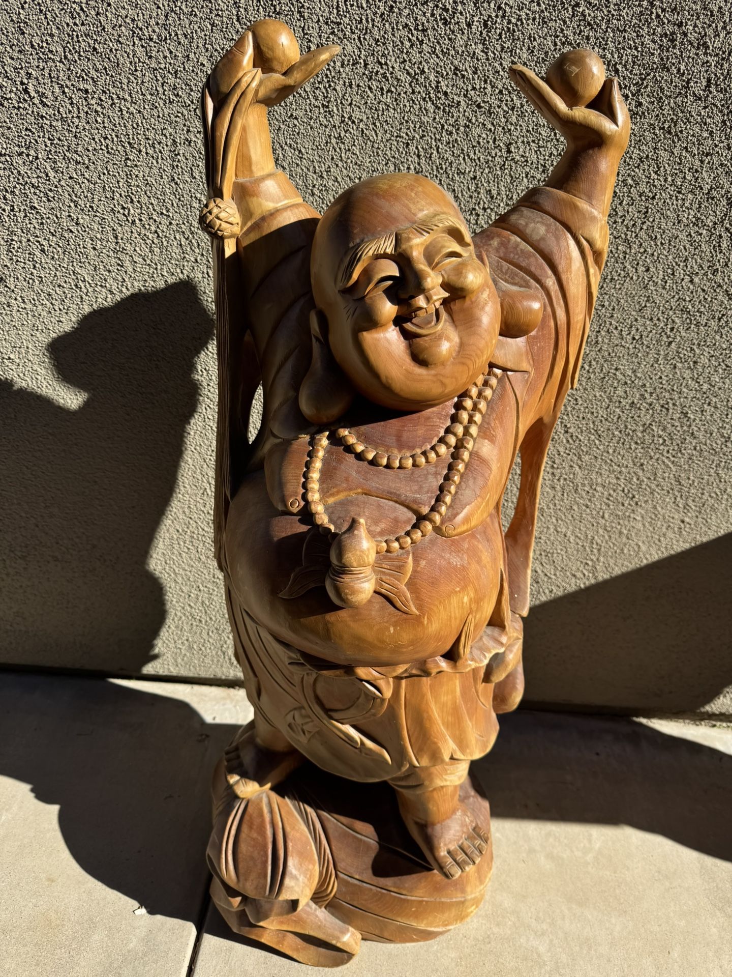 Laughing Buddah Wooden Statue
