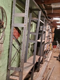 3 Sections Indusyrial Steel Shelves, 19 Shelf Sections, Uprights For 3 Sections