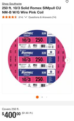 10/3 romex wire 250ft