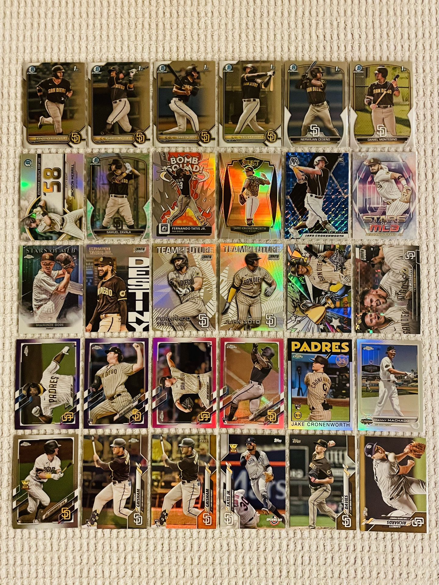 San Diego Padres 30 Card Baseball Lot! Rookies, Prospects, Parallels, Refractors, Prizms, Short Prints, Case Hits, Variations & More!