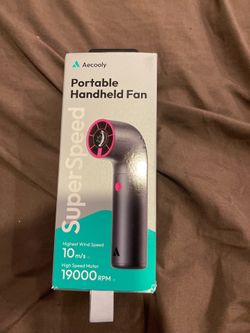 Portable Mini Fan, USB Rechargeable Quiet Handheld Fan with Lanyard, 199 Speeds Stepless Adjustment & Turbo Cooling Effect, Curved Shape Design for Ca