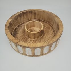 Mango Wood Chip and Dip Bowl Server Tray
