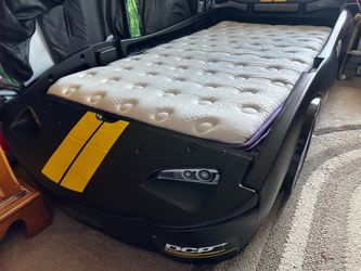 Children turbo race car twin mattress bed frame