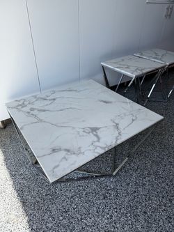 Modern Faux Marble Coffee Table Set (Set of 3)