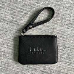 Nicole Miller New York NY Women’s Black Mini Card Holder Coin Purse Wristlet Bag