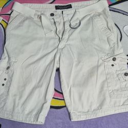 White Cargo Shorts with Belt
