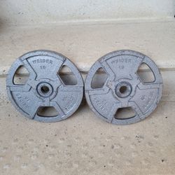 2- 10LB WEIDER WEIGHT PLATES 