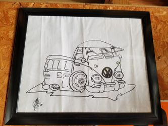 Vw single cab early split screen wall art