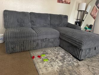 Gray Corduroy Sectional Sofa with Chaise