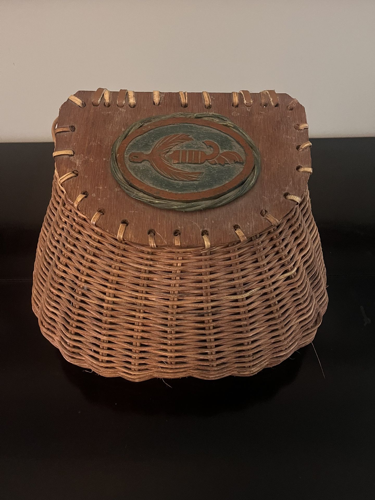 Rare Vintage Wicker Fly Fishing Creel