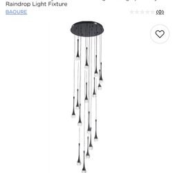Black Modern Crystal Chandelier 20 Light Raindrop 
