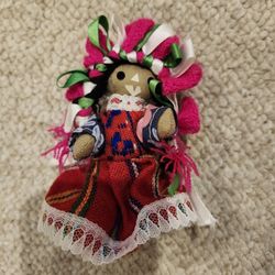 Traditional Costume Rag Doll Mexico Handmade Dolls 5 In Small