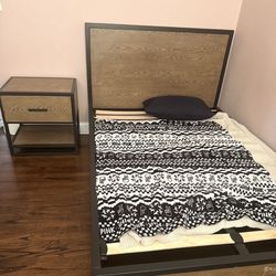 Full Size Bed frame And Night Stand 