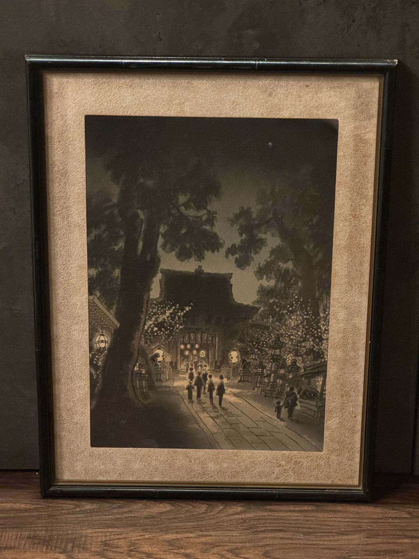 Eiichi Kotozuka c1950 Japanese Woodblock Print - "Night Scene of Kitano Shrine”