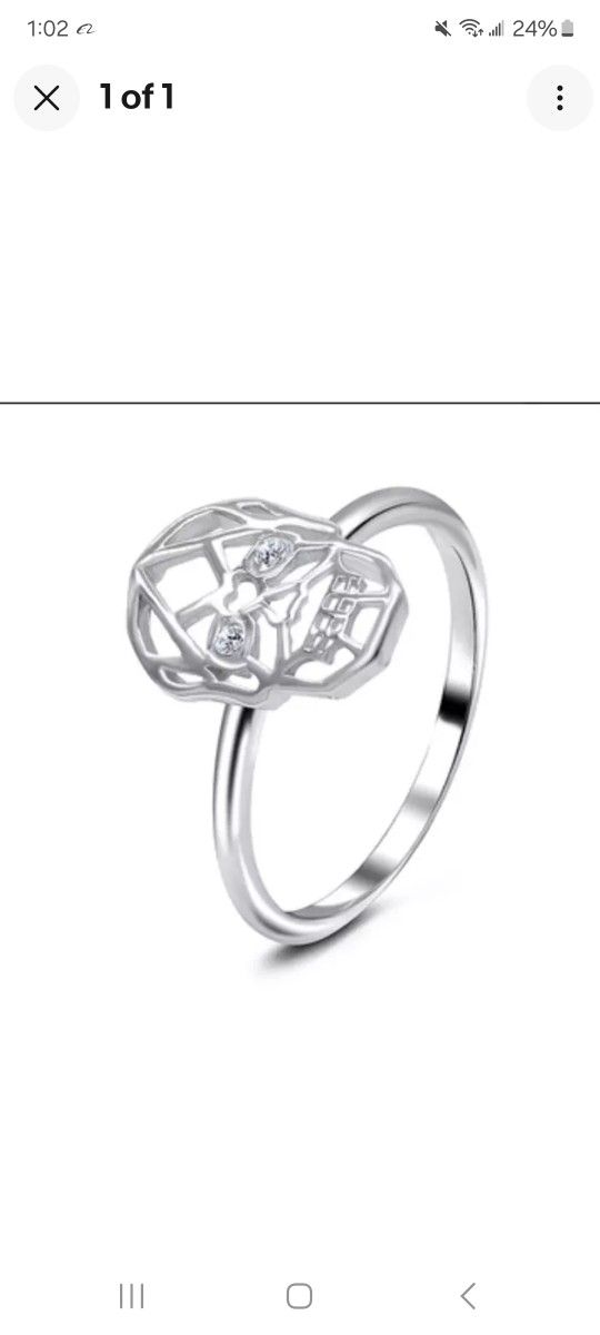 Sz 7.75 Solid Sterling Silver Skull Ring