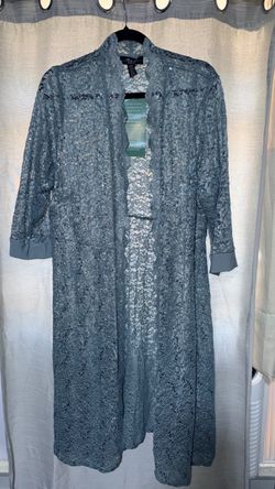R&M Collection 16W Sequin Lace Long Duster Jacket Slate NWT