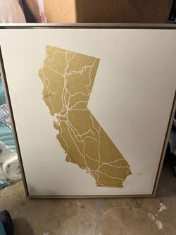 California Map Framed Canvas Wall Art
