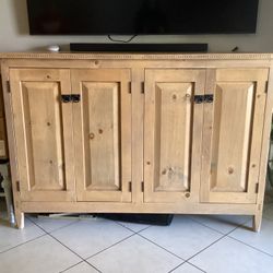 Wood Tv Stand Cabinet With Ample Storage
