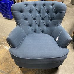 Blue Tufted Button Nailhead Chair 