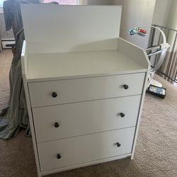 3-Drawer White Dresser 