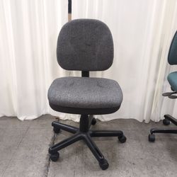 Gray Fabric Armless Office Chair with Casters