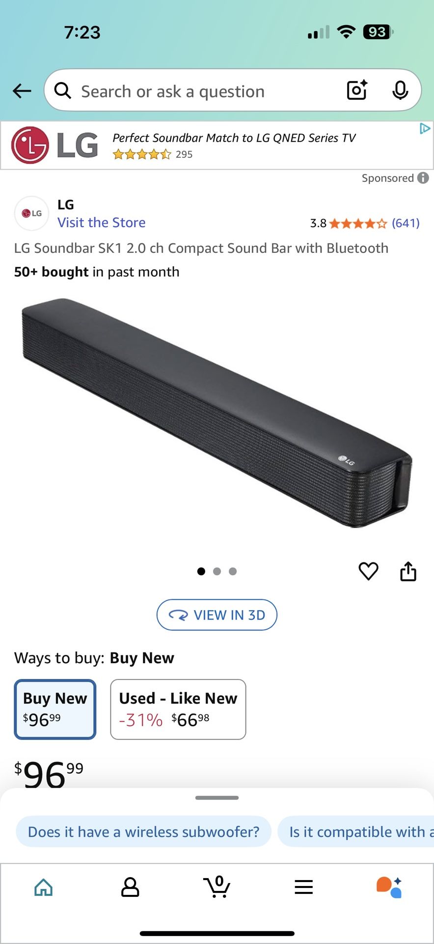 LG Sound Bar Speaker