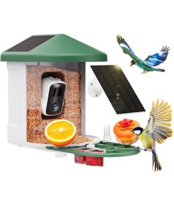NEW HARYMOR Q8 Video Bird Feeder w Camera Solar Powered Smart AI Identify