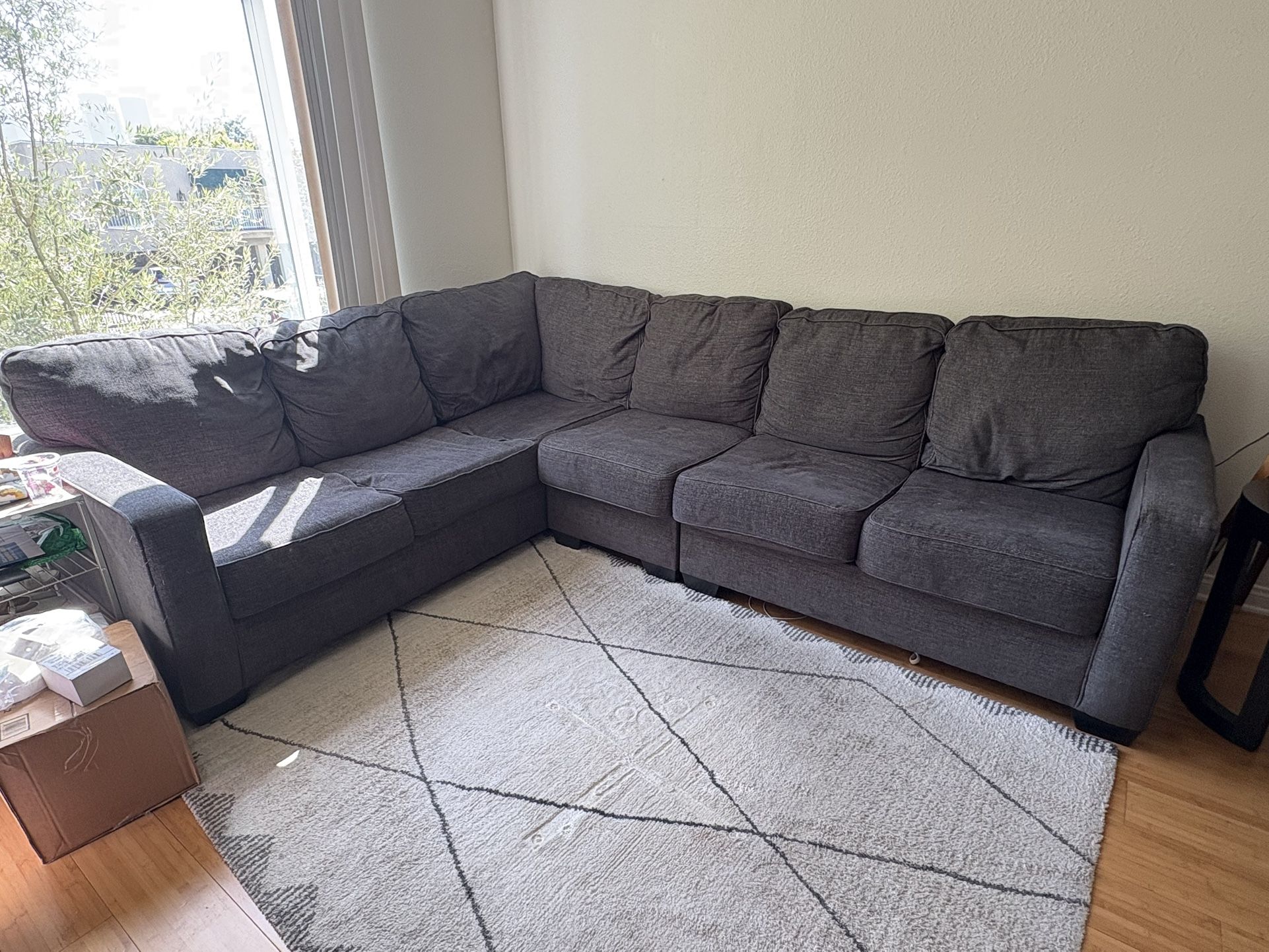 Grey Upholstered Sectional Couch