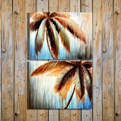 ⭕️ Large Contemporary Palm Canvas Set (2 pieces), each 40” x 30”.