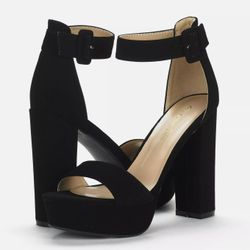 DREAM PAIRS Women's Ankle Strap Chunky High Heel Sandals Open Toe Sandals Shoes Size 5. 1/2
